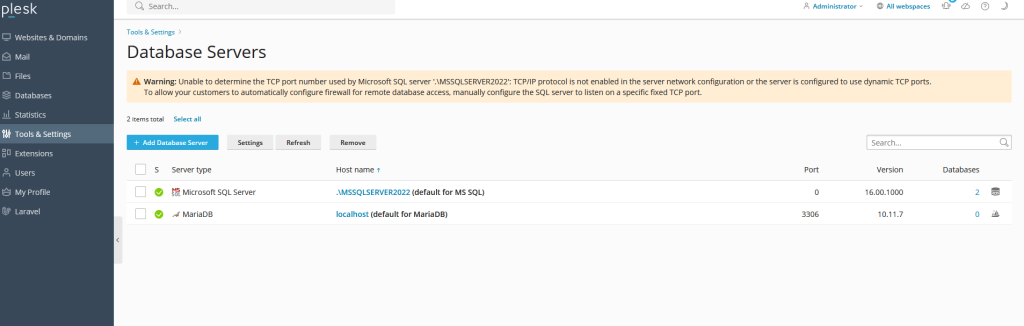 Enabling TCP/IP in the SQL Server